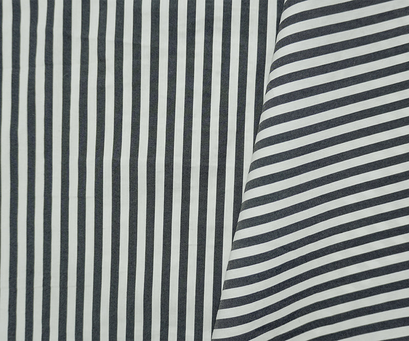Black-White Famous Maker Cotton Nylon Stretch Stripe Woven Fabric