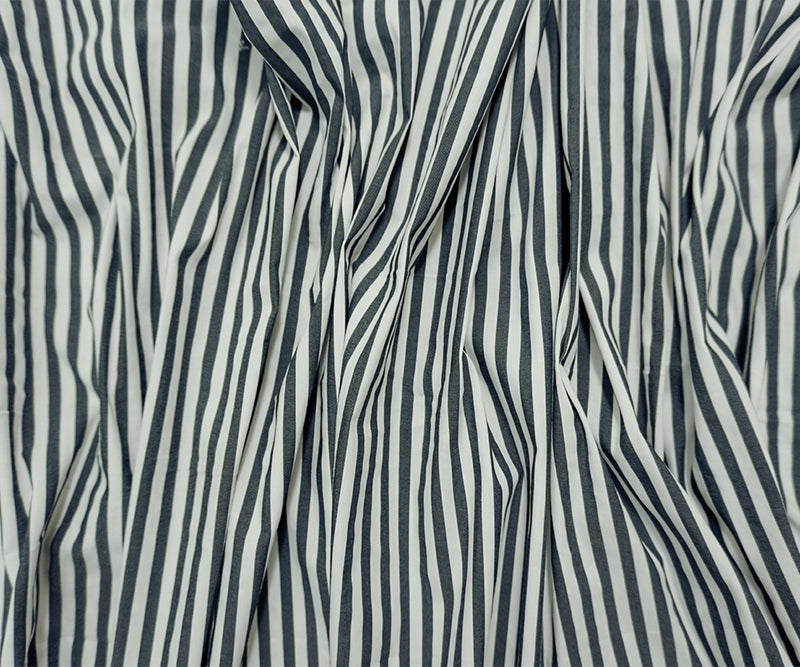 Black-White Famous Maker Cotton Nylon Stretch Stripe Woven Fabric