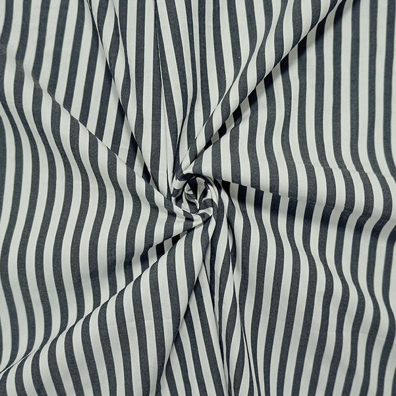 Black-White Famous Maker Cotton Nylon Stretch Stripe Woven Fabric