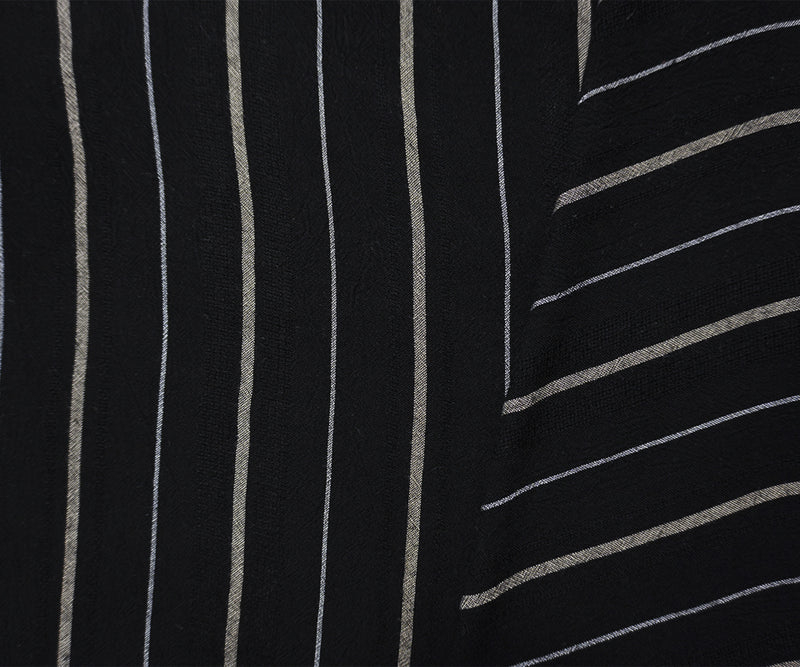 Black-White Famous Maker Rayon Stripe Crepon Dobby Woven Fabric