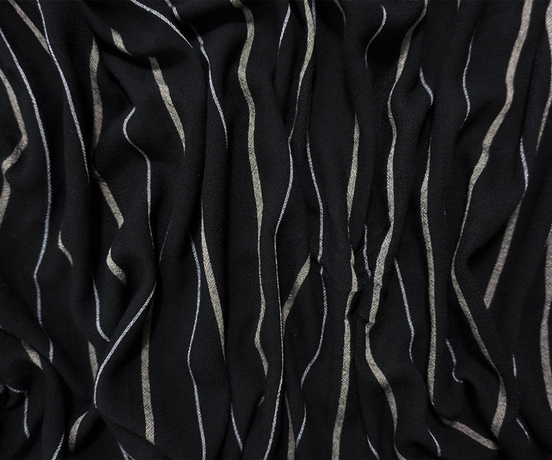 Black-White Famous Maker Rayon Stripe Crepon Dobby Woven Fabric