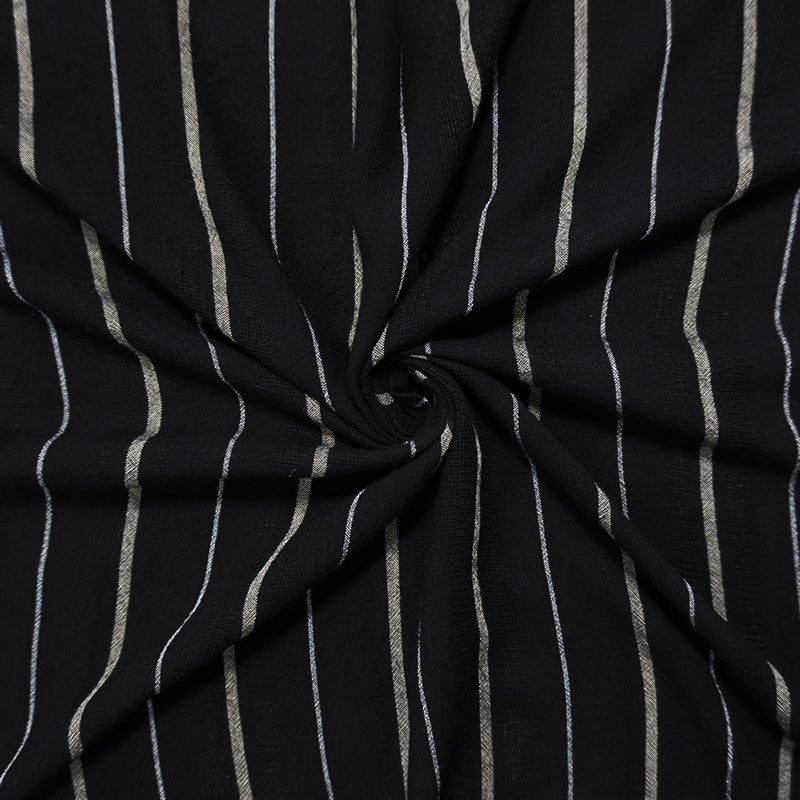 Black-White Famous Maker Rayon Stripe Crepon Dobby Woven Fabric