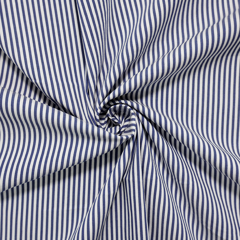 Blue-White Famous Maker Cotton Nylon Stretch Stripe Woven Fabric