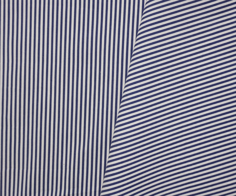 Blue-White Famous Maker Cotton Nylon Stretch Stripe Woven Fabric
