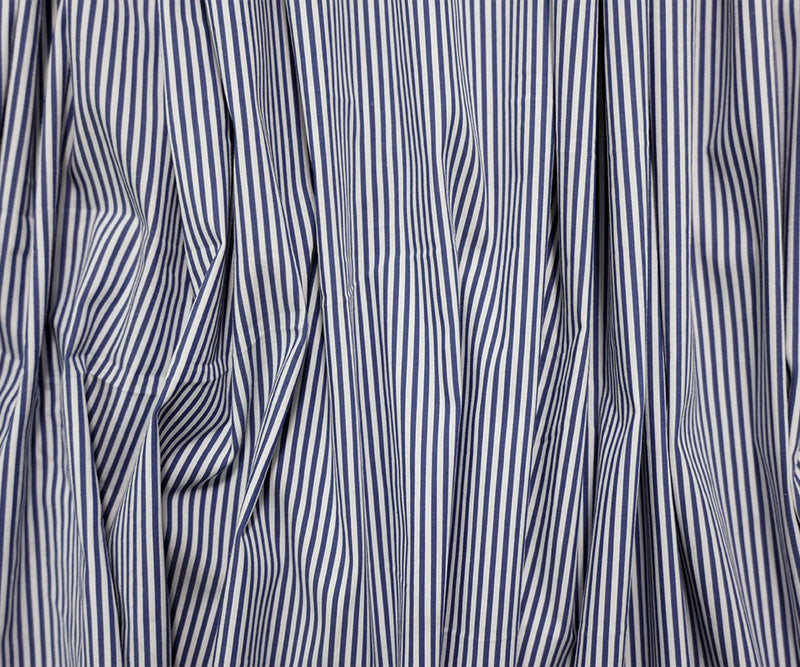 Blue-White Famous Maker Cotton Nylon Stretch Stripe Woven Fabric