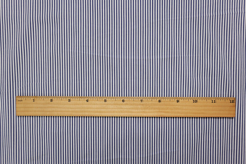 Blue-White Famous Maker Cotton Nylon Stretch Stripe Woven Fabric