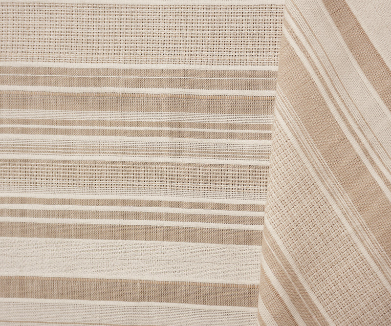 Beige-White Cotton Stripe Dobby Woven Fabric