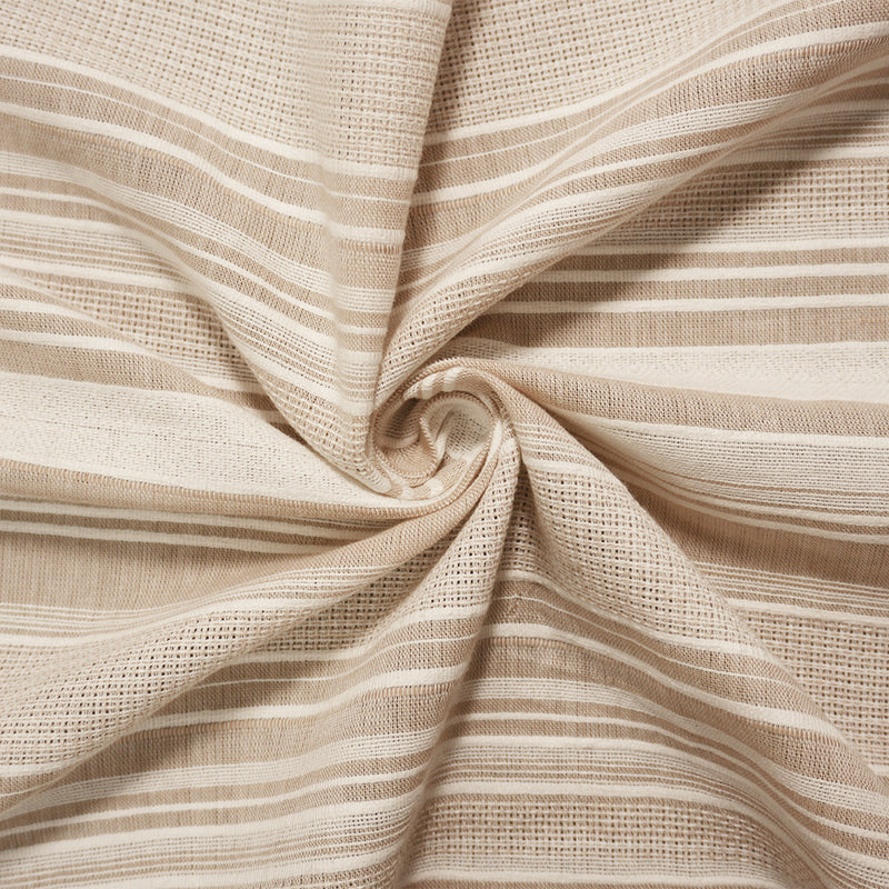 Beige-White Cotton Stripe Dobby Woven Fabric