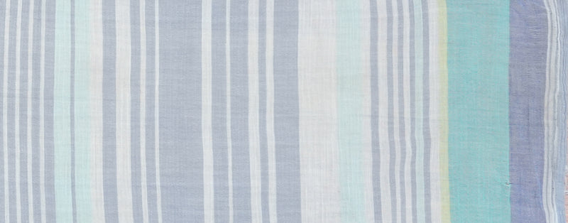 Blue-Teal-Multi Cotton Stripe Gauze Woven Fabric