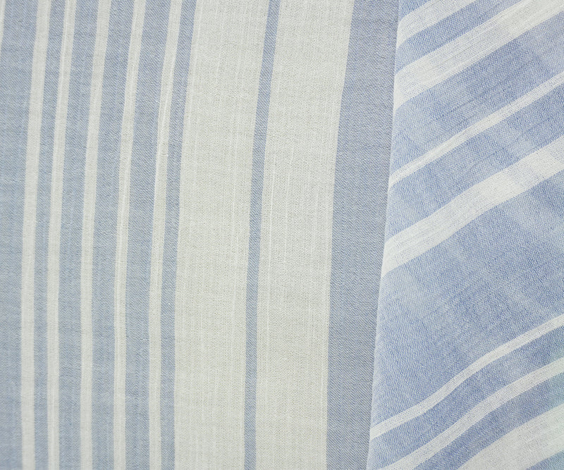 Blue-Teal-Multi Cotton Stripe Gauze Woven Fabric