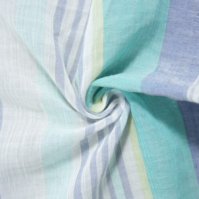 Blue-Teal-Multi Cotton Stripe Gauze Woven Fabric
