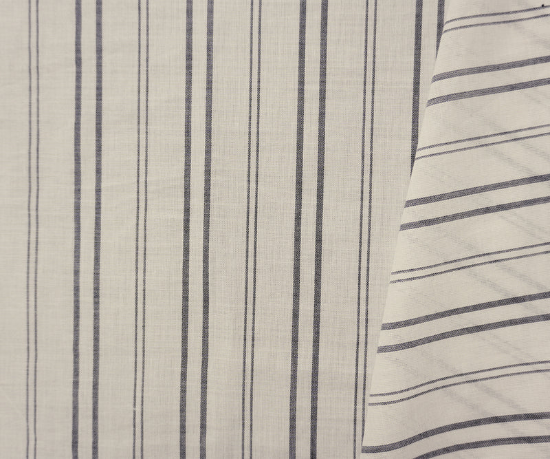 White-Black Cotton Stripe Voile Woven Fabric