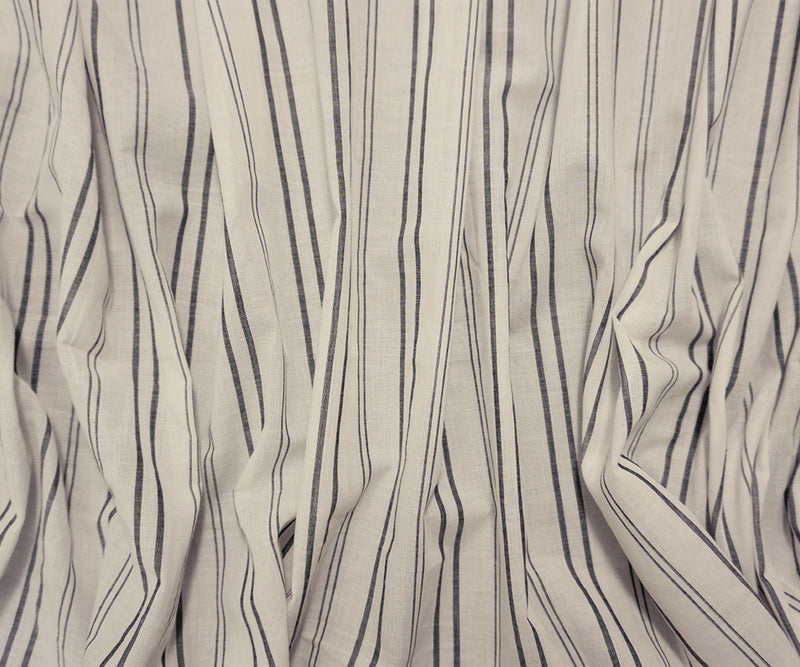 White-Black Cotton Stripe Voile Woven Fabric