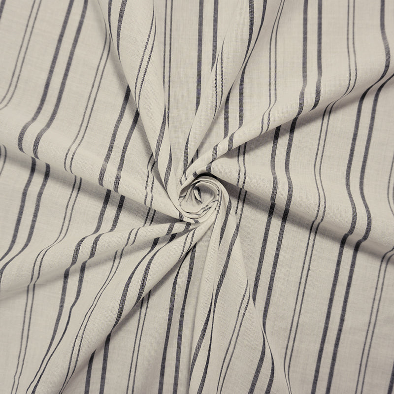 White-Black Cotton Stripe Voile Woven Fabric