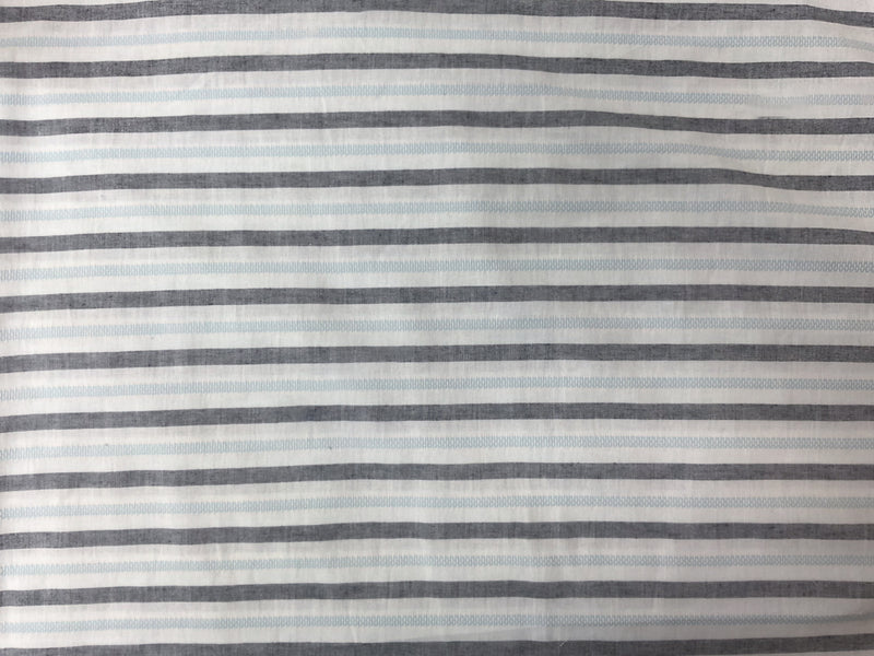 Blue-White Cotton Stripe Dobby Woven Fabric