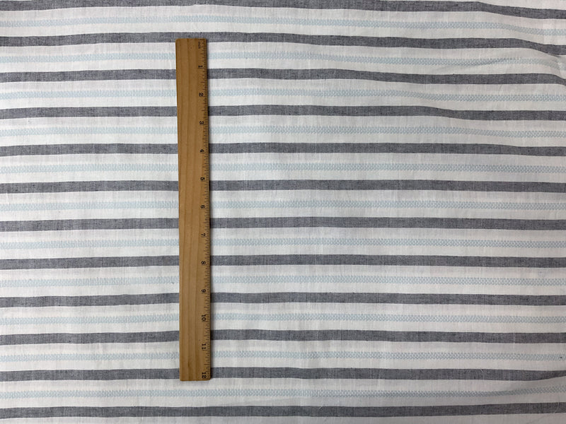 Blue-White Cotton Stripe Dobby Woven Fabric