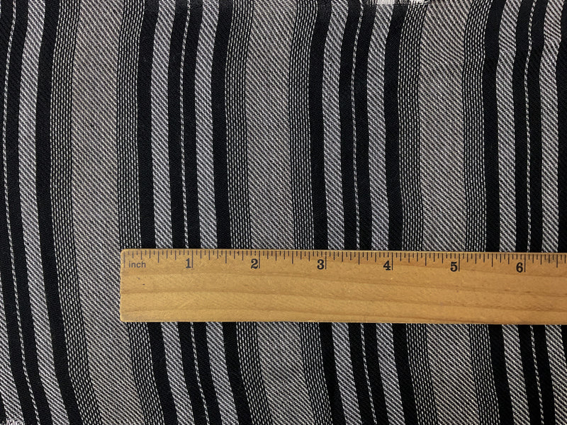 Black-White Rayon Stripe Twill Woven Fabric