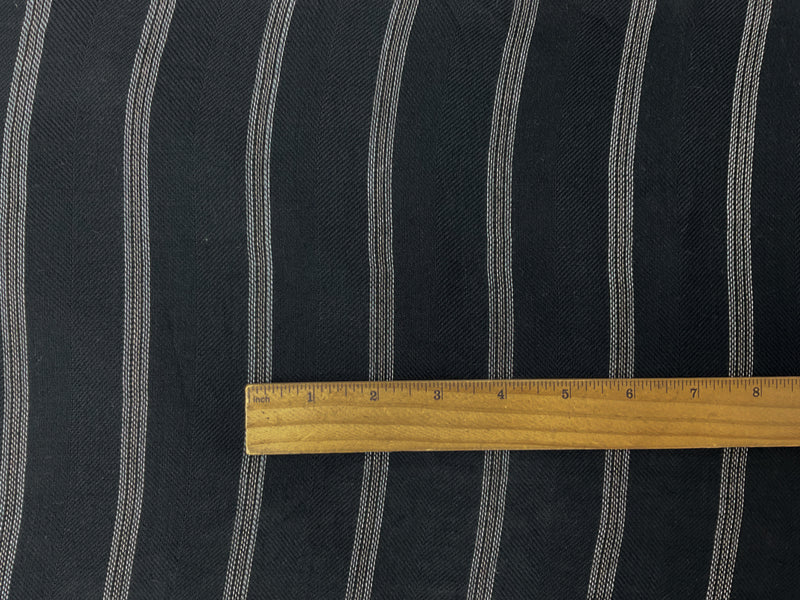Black-White-Beige Rayon Stripe Herringbone Twill Woven Fabric