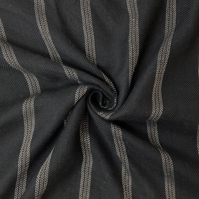 Black-White-Beige Rayon Stripe Herringbone Twill Woven Fabric