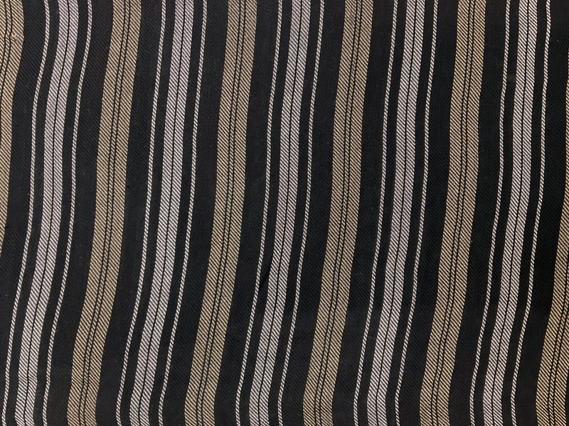Black-White-Beige Rayon Stripe Twill Woven Fabric