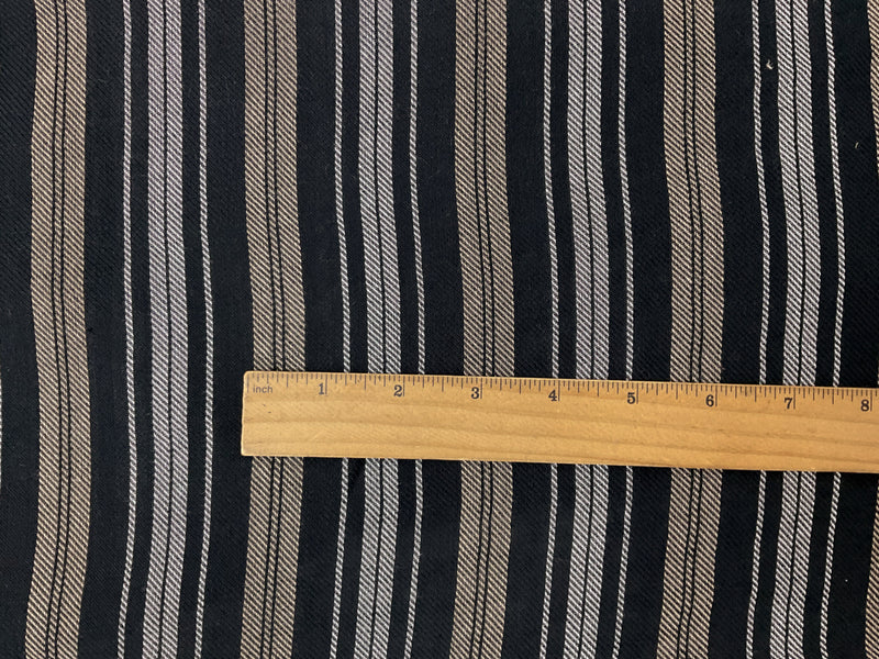 Black-White-Beige Rayon Stripe Twill Woven Fabric