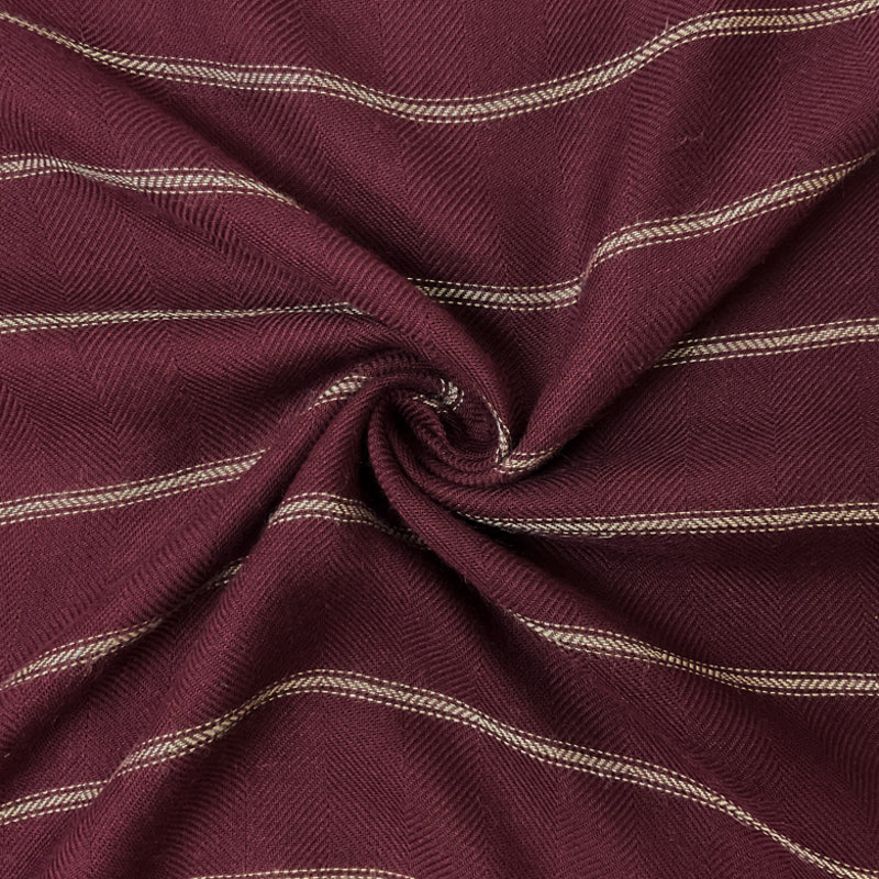 Deep Red Rayon Stripe Herringbone Twill Woven Fabric