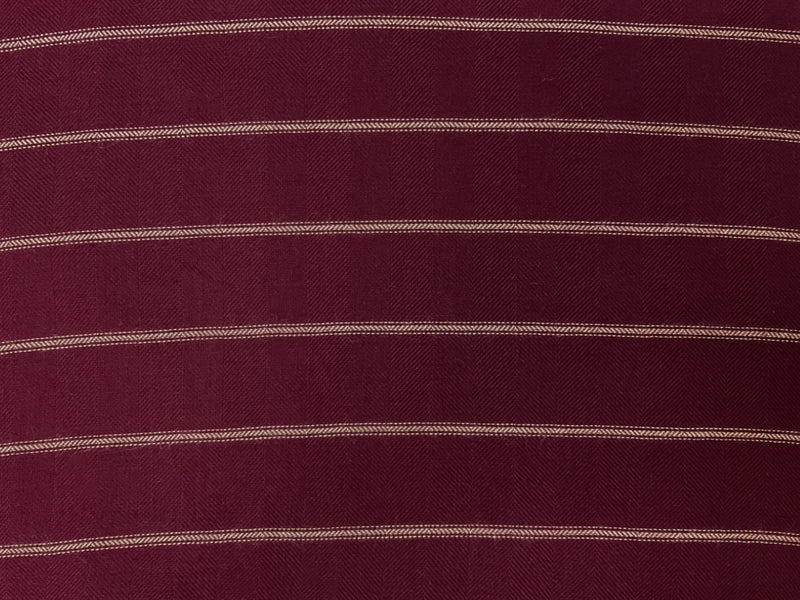 Deep Red Rayon Stripe Herringbone Twill Woven Fabric