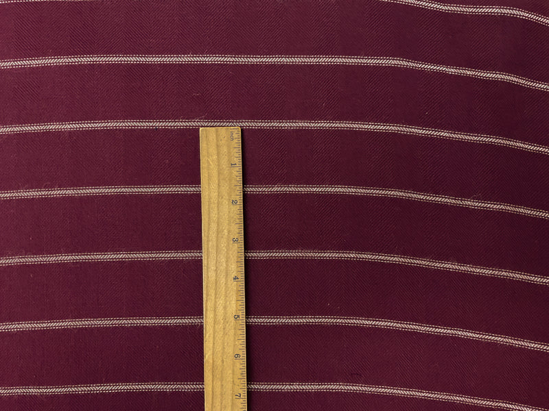 Deep Red Rayon Stripe Herringbone Twill Woven Fabric