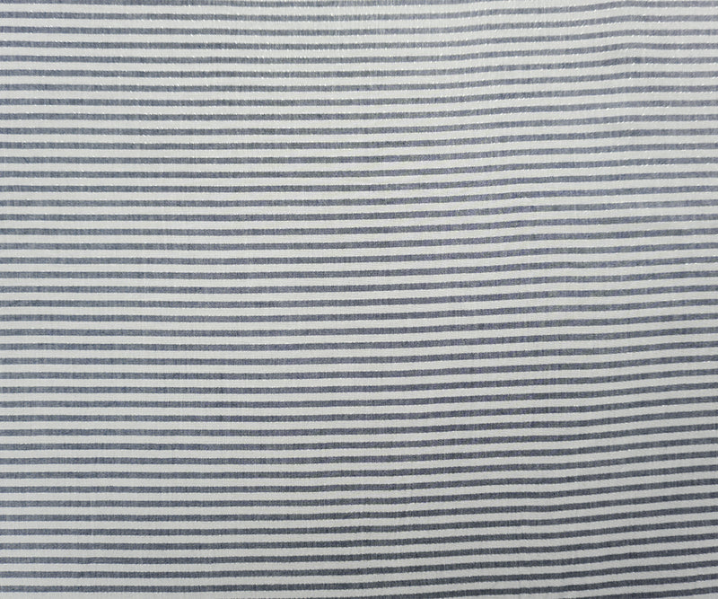 Navy-Silver-White Rayon Stripe Twill Woven Fabric