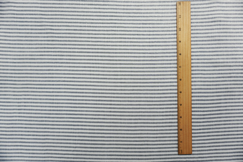 Navy-Silver-White Rayon Stripe Twill Woven Fabric