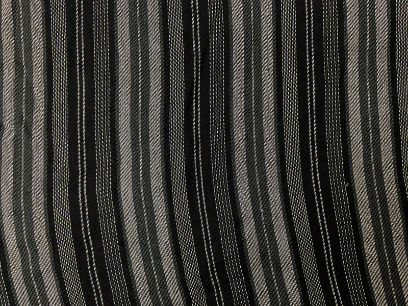 Black-Gray-White Rayon Stripe Twill Woven Fabric