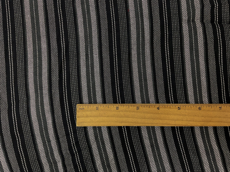 Black-Gray-White Rayon Stripe Twill Woven Fabric