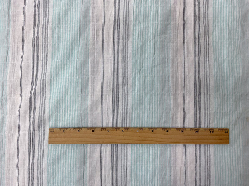 Teal Cotton Spandex Stretch Stripe Gauze Woven Fabric