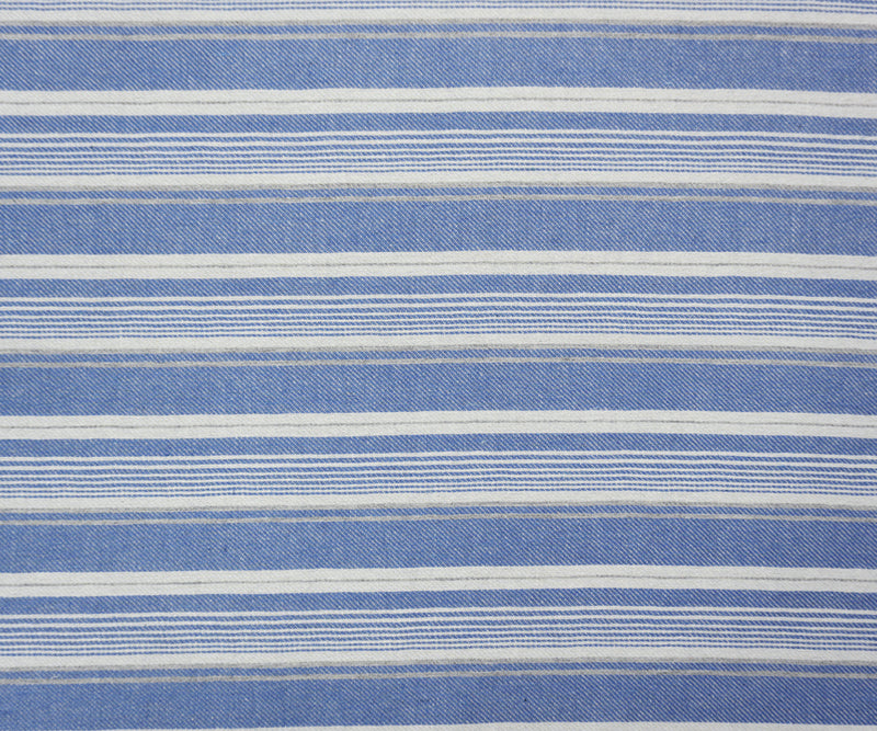 Blue-White-Gray Poly Cotton Stripe Twill Woven Fabric