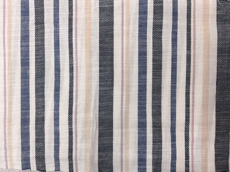 Blue-White-Multi Cotton Stripe Woven Shirting Fabric