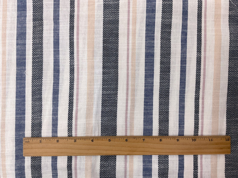 Blue-White-Multi Cotton Stripe Woven Shirting Fabric
