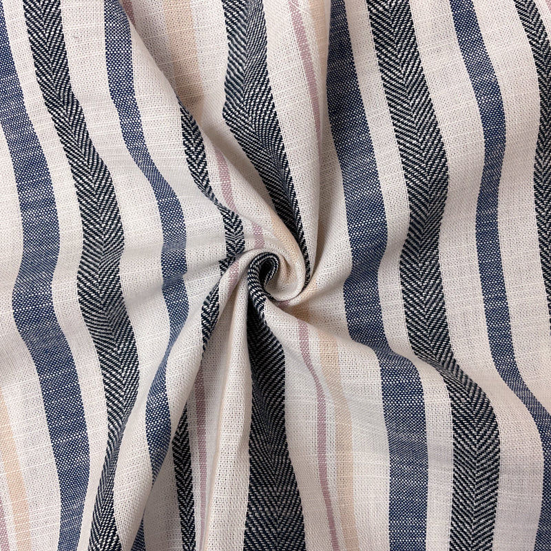 Blue-White-Multi Cotton Stripe Woven Shirting Fabric