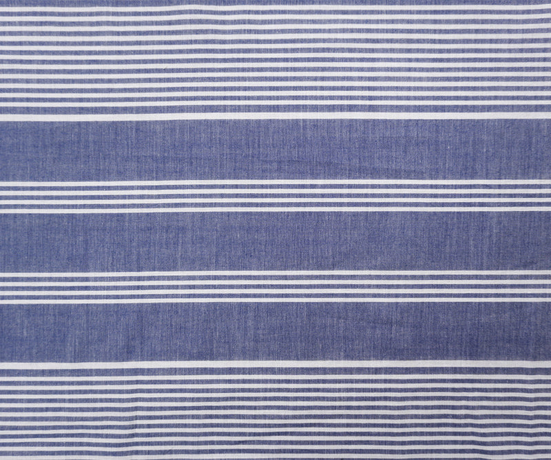 Blue-White Cotton Stripe Lawn Woven Fabric