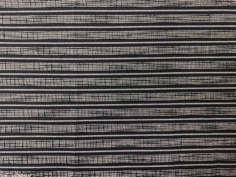 Black-Off-White Cotton Spandex Stretch Stripe Seersucker Woven Fabric