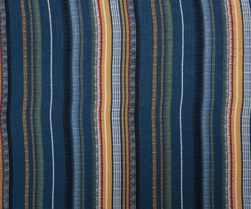 Blue-Green-Multi Rayon Stripe Crepon Woven Fabric
