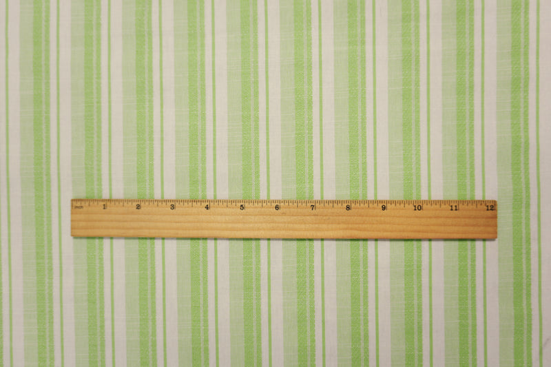 Green-White Cotton Rayon Stripe Dobby Woven Fabric