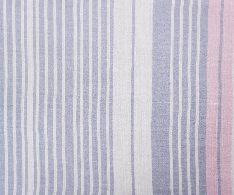 Blue-White-Multi Cotton Stripe Gauze Woven Fabric