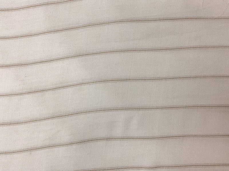 White-Taupe Rayon Stripe Herringbone Twill Woven Fabric