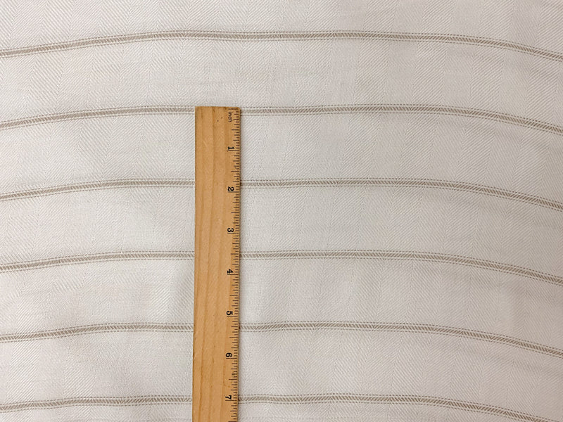 White-Taupe Rayon Stripe Herringbone Twill Woven Fabric