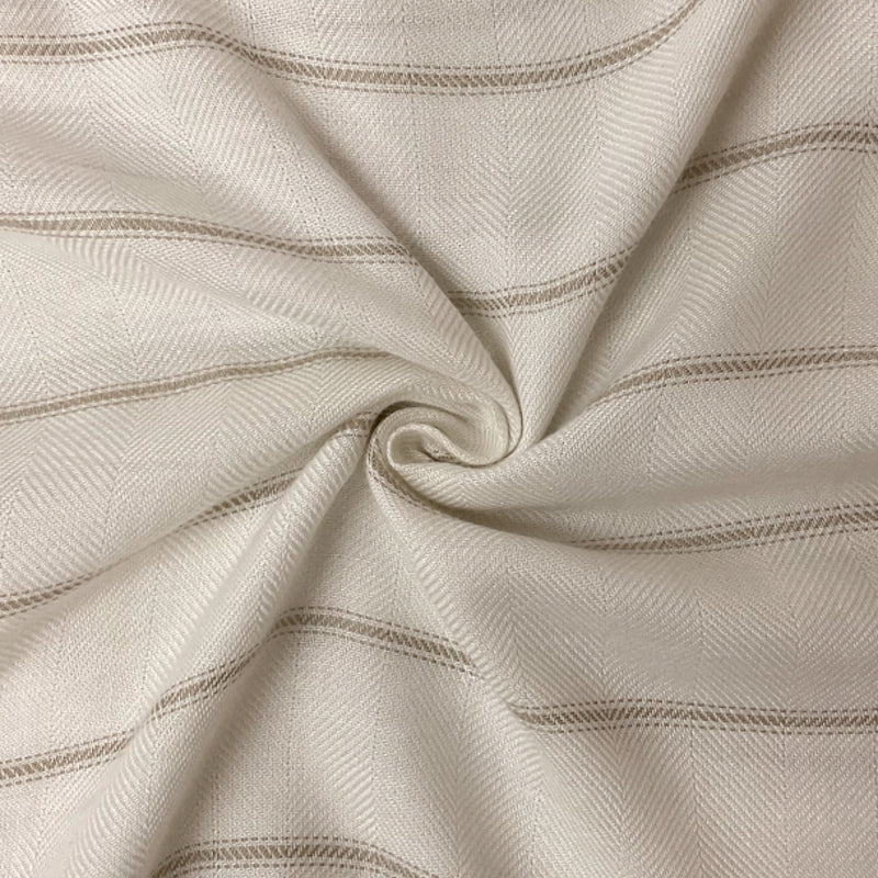 White-Taupe Rayon Stripe Herringbone Twill Woven Fabric