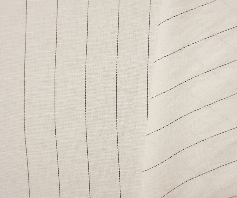 White-Black Rayon-Poly Stripe Slub Momie Woven Fabric