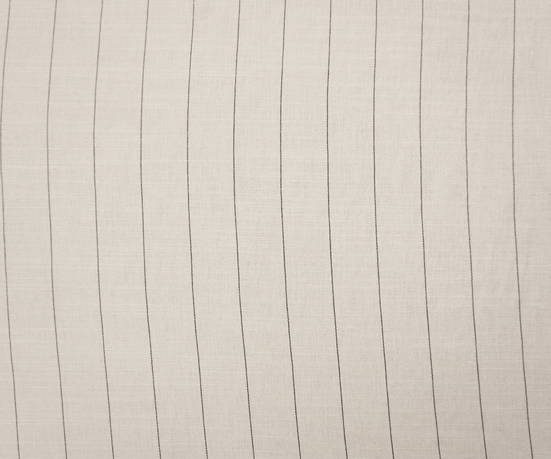 White-Black Rayon-Poly Stripe Slub Momie Woven Fabric