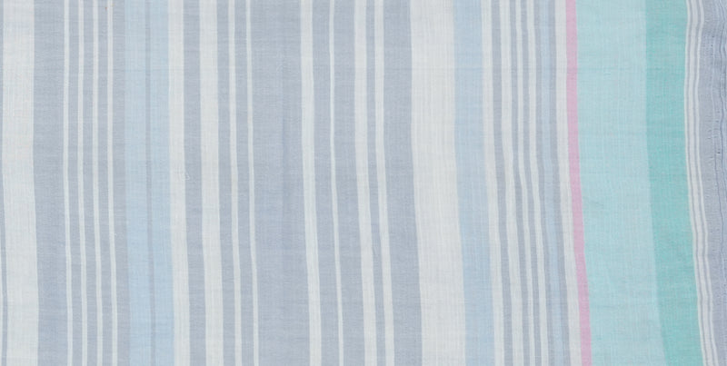 Blue-Green-Multi Cotton Stripe Gauze Woven Fabric