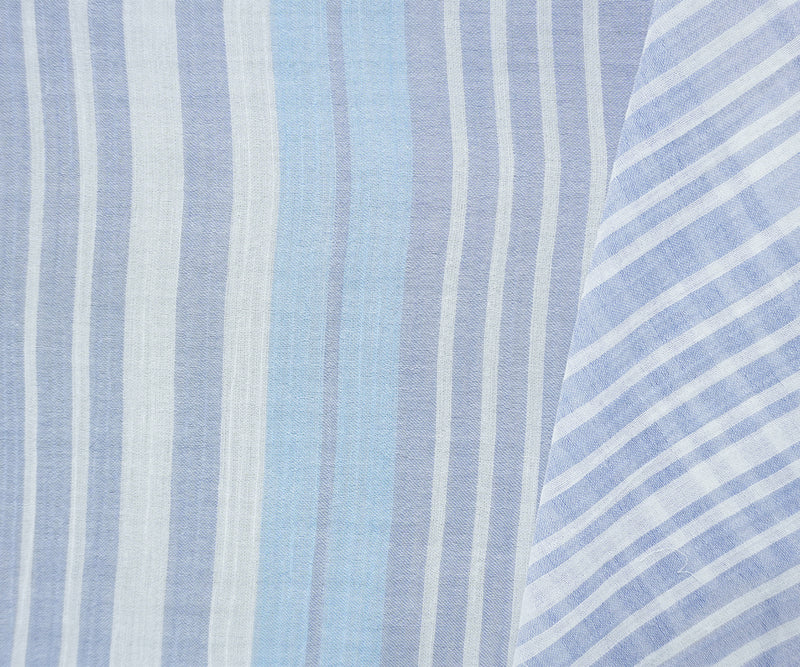 Blue-Green-Multi Cotton Stripe Gauze Woven Fabric