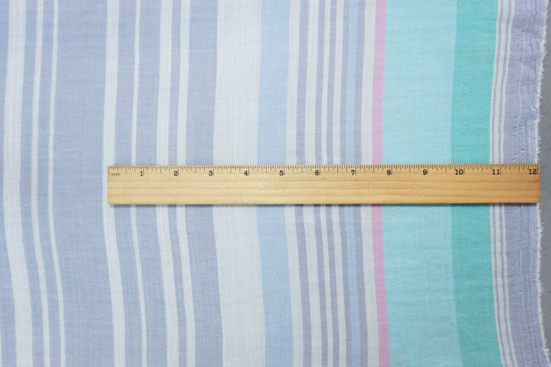 Blue-Green-Multi Cotton Stripe Gauze Woven Fabric